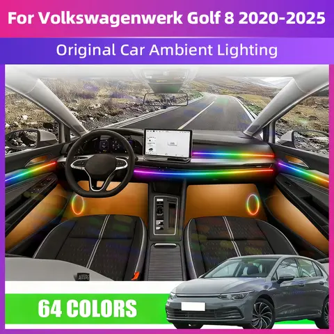 Car Interior Atmosphere Light Lam Dynamic Lights Hidden LED Strip Streamer Atmosphere Set For Volkswagenwerk Golf 8 2020-2025