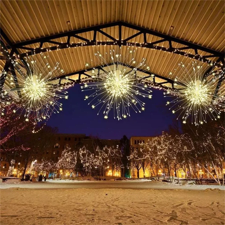 2023 Nowe zdalne girlandy świetlne LED Exploding Star Garden Wodoodporna girlanda Świąteczne fajerwerki Fairy Lights do dekoracji pokoju na imprezę