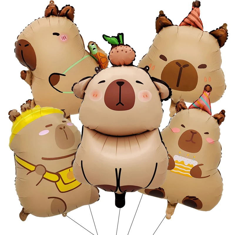 Capybara-Luftballons, Geburtstag, Kinder, alles Gute zum Geburtstag, Party, Cartoon-Capybara-Themenballon, Aluminiumfolie, Latex-Zahlenballons – Detail 2