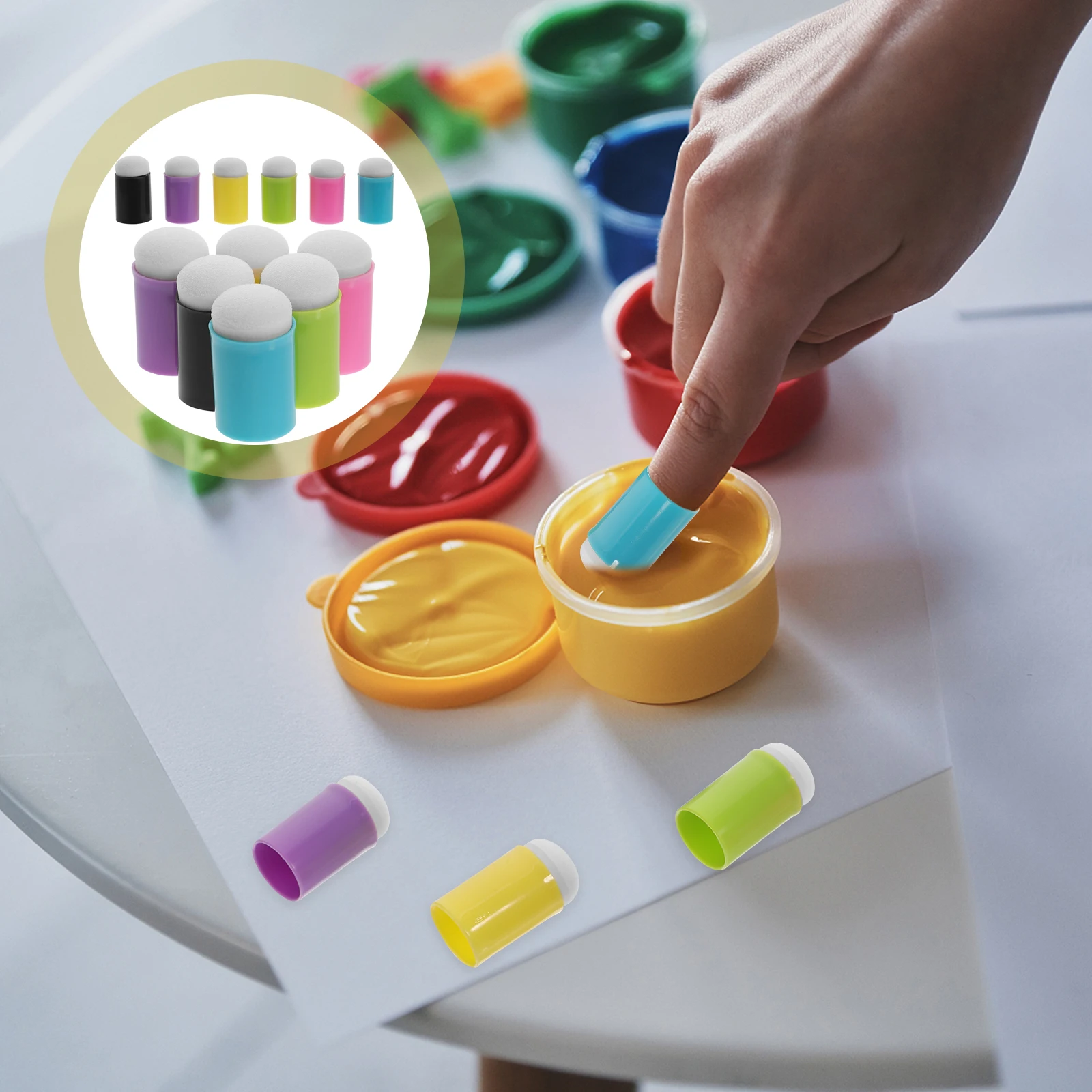 12 шт., мягкая губка Daubers для рукоделия с пластиковой ручкой, портативный инструмент для смешивания рисунков для домашнего школьного художественного изготовления