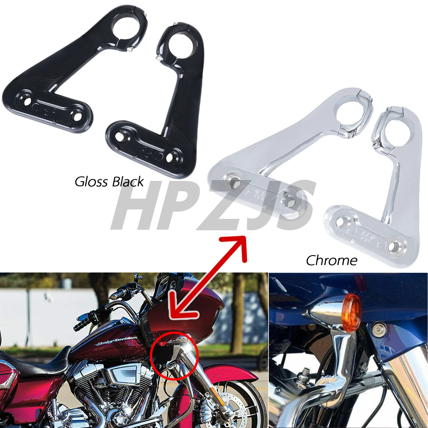 

For Harley Road Glide FLTR Ultra FLTRU Custom FLTRX 2010-2013 Motorcycle Front Fairing Support Brackets Mounts Kit Black/Chrome