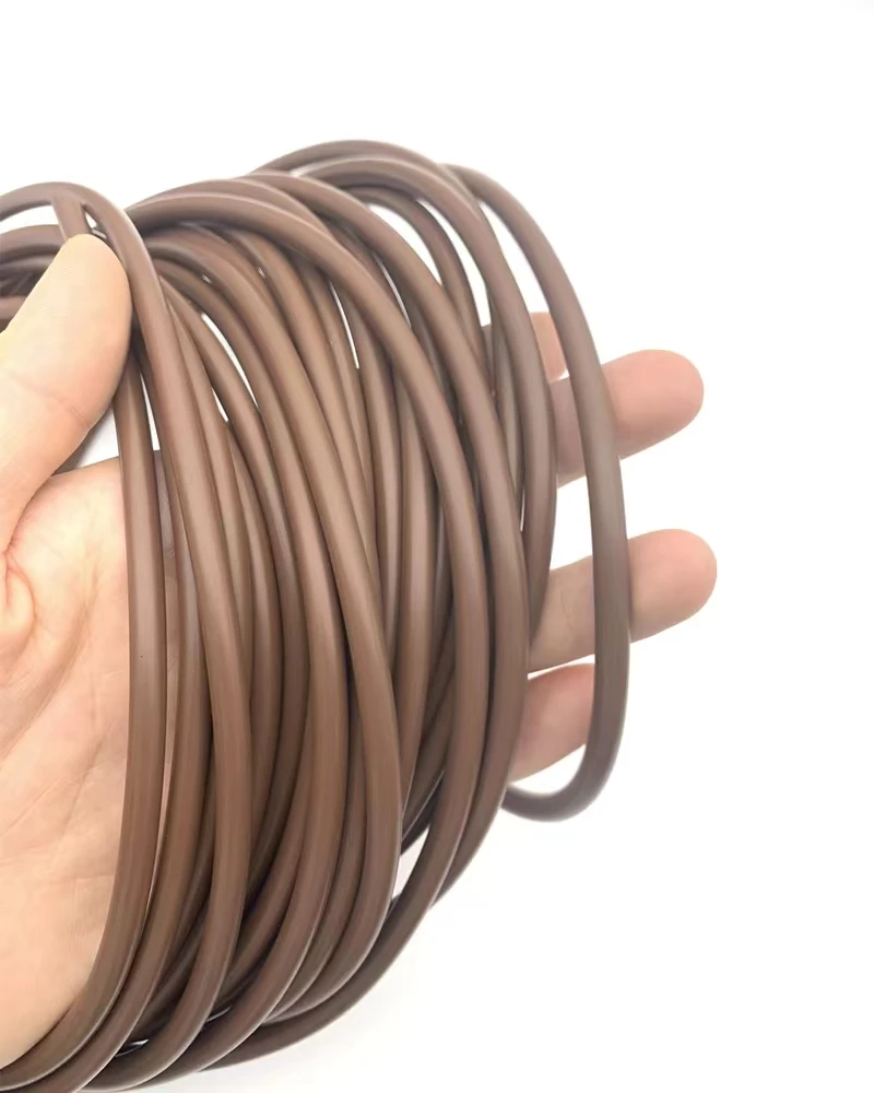 5M Brown Solid Fluorine Cord Dia 2mm~8mm FKM Rubber Gasket Trim Seal Strips O Ring High Temperature Waterproof