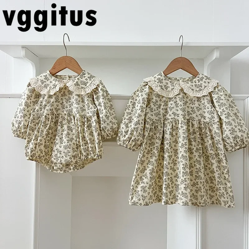 طفل 0-6Y الأسرة مطابقة شقيقة الزي ربيع الخريف الدانتيل التلبيب ارتداءها الوليد الفتاة قطعة واحدة الأزهار فستان الأميرة H8026