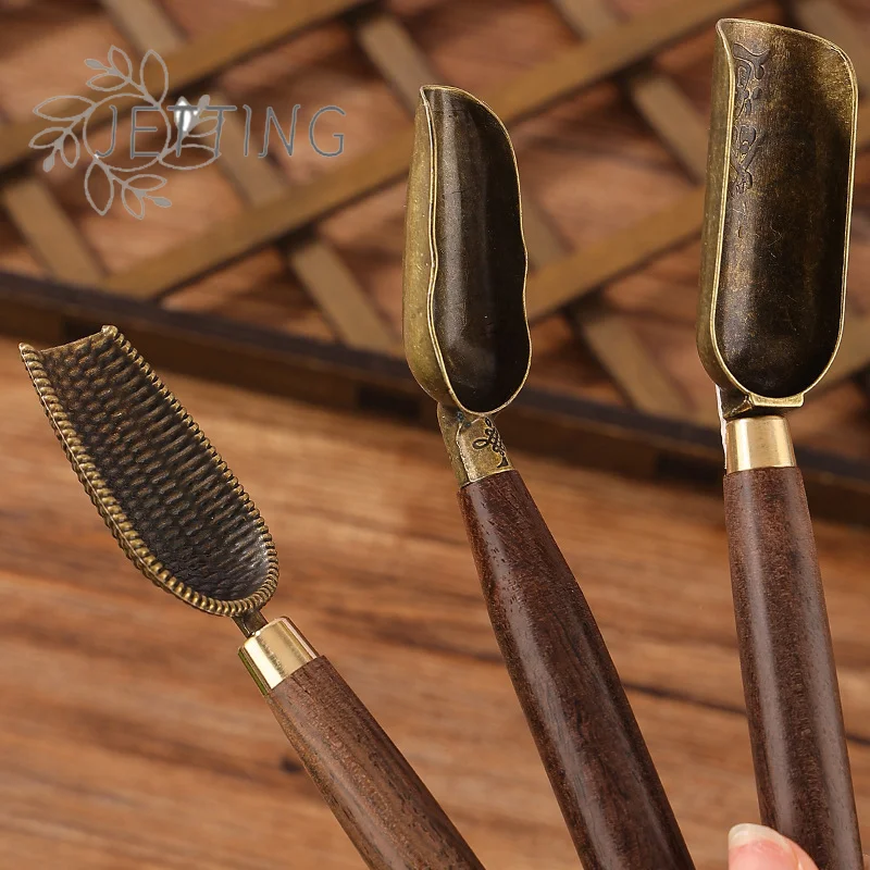 حار 1 قطعة ملعقة شاي الأبنوس ملعقة صغيرة خشب متين الرجعية الإبداعية الشاي مجرفة الشاي KongFu حفل الشاي اكسسوارات هدية