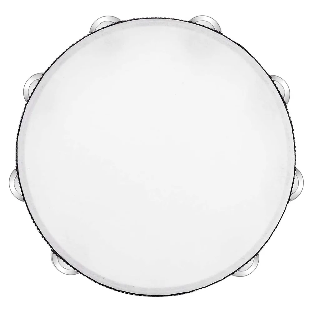 

10 Inch Sheepskin Tambourine Metal Jingles Percussion Educational Hand Held