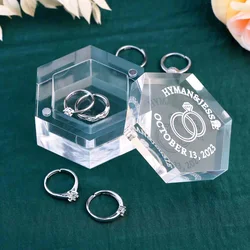 Acrylic Ring Box Hexagon Fully Transparent Ring Box Custom Bridesmaid Wedding Gifts for Personalized Wedding Ring Box