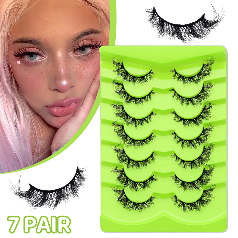 DINGSEN 7 Paar falsche Wimpern, Katzenaugen-Wimpern, Manga-Wimpern, künstliche Nerz-Wimpern, natürliche, lange, geflügelte End-Augen-längige Wimpern – Detail 11