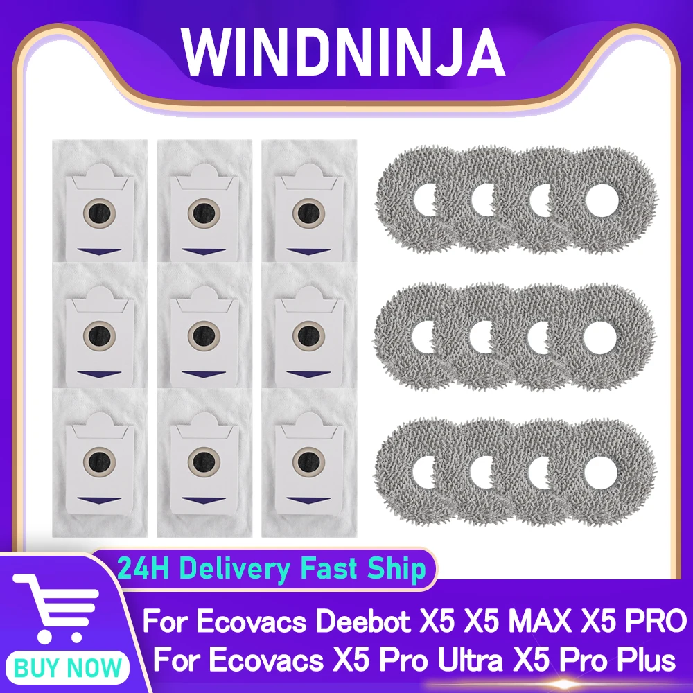 

Тряпки для швабры, мешки для пыли для Ecovacs Deebot X5 X5 PRO X5 Pro Ultra X5 Pro Plus X5 MAX, аксессуары для пылесоса, одноразовые подушечки для швабры