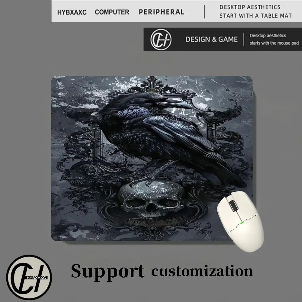HD Crow and Skull Mouse Pad 45x40cm Gamer Desk Mat Square Gaming Office Accessories Rug Mousepad PC Rubber Keyboard Table Mats