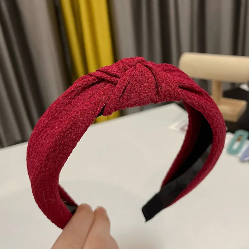 

Stretchable Knotted Headband Solid Fabric Wide Headband for Women Girls Non-Slip Hair Accessories Workout Yoga Washing