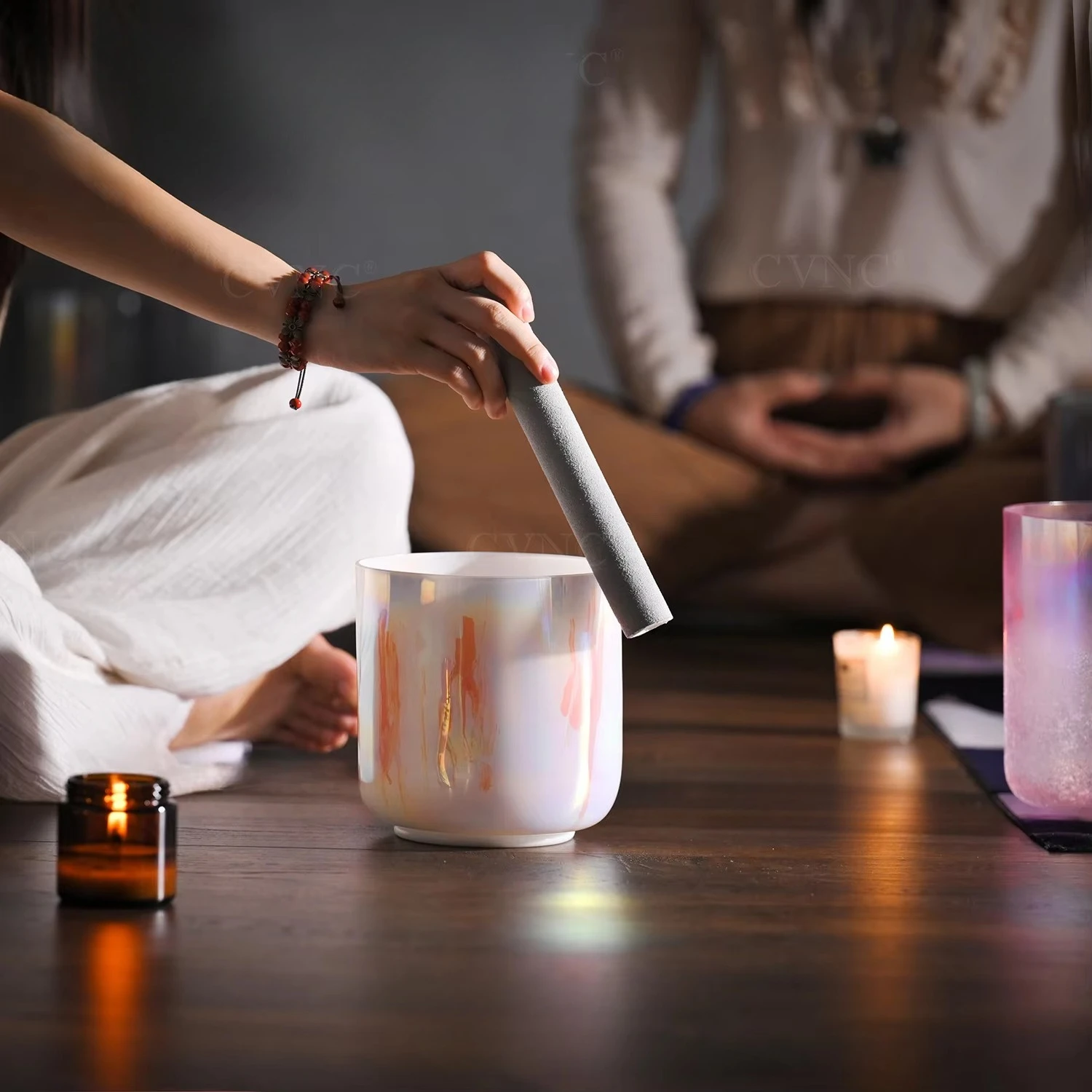 7 Inch Dream Sun Color Clear Quartz Crystal Singing Bowl Cosmic Light for Meditation Sound Healing with Mallet