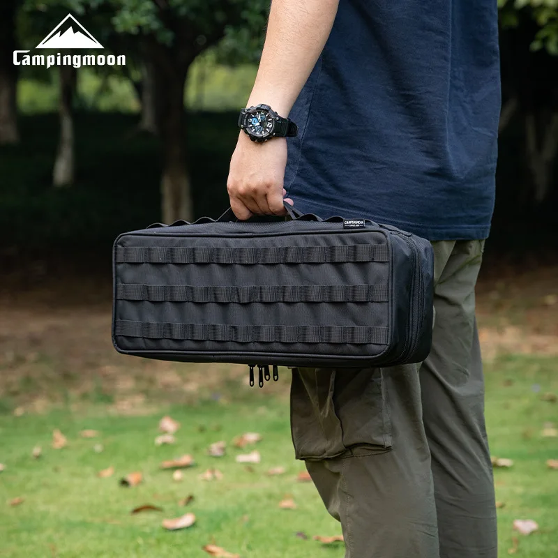 campingmoon-bk-40-大型二層式タクティカルバッグ-ブラック-ポリエステル-防水-アウトドア-キャンプ-ポータブル収納-多機能