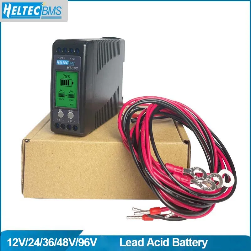 Heltec 12V Lead Acid Battery Equalizer Connected Parallel Series for 24/36/48V/96V Voltage Balance with battery display