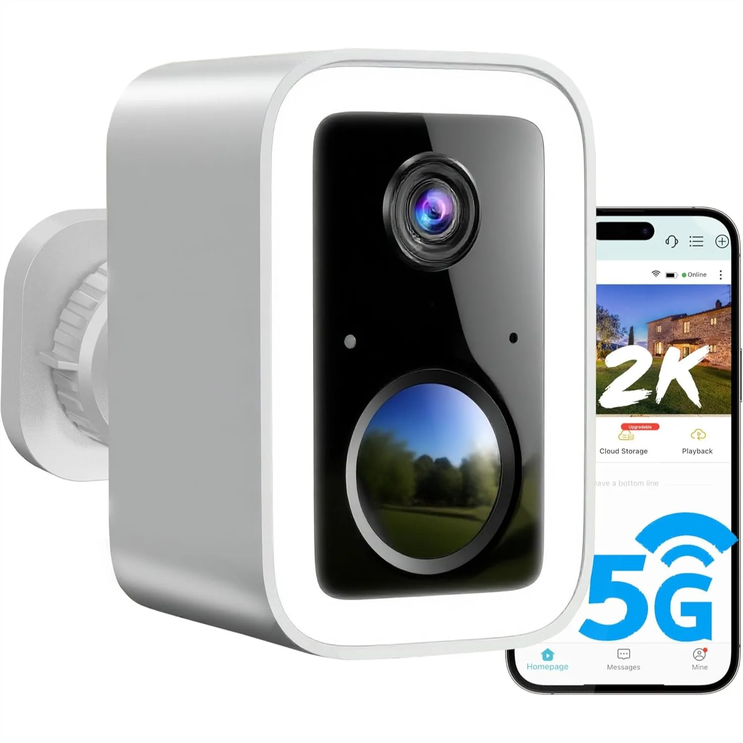 

2K Security Camera Wireless Outdoor with Spotlight Siren, AI Motion Detection, Free Cloud Storage, 2-Way Audio, 6-Month Battery