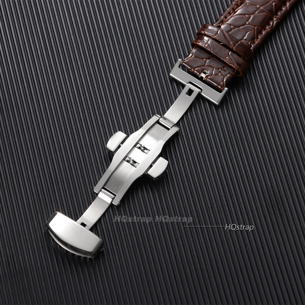 Krokodilmuster-Leder-Uhrenarmbänder mit Schmetterlingsverschluss für Herren, 12mm/14mm 16mm 18mm 19mm 20mm 22mm 24mm Uhrenarmband – Detail 7
