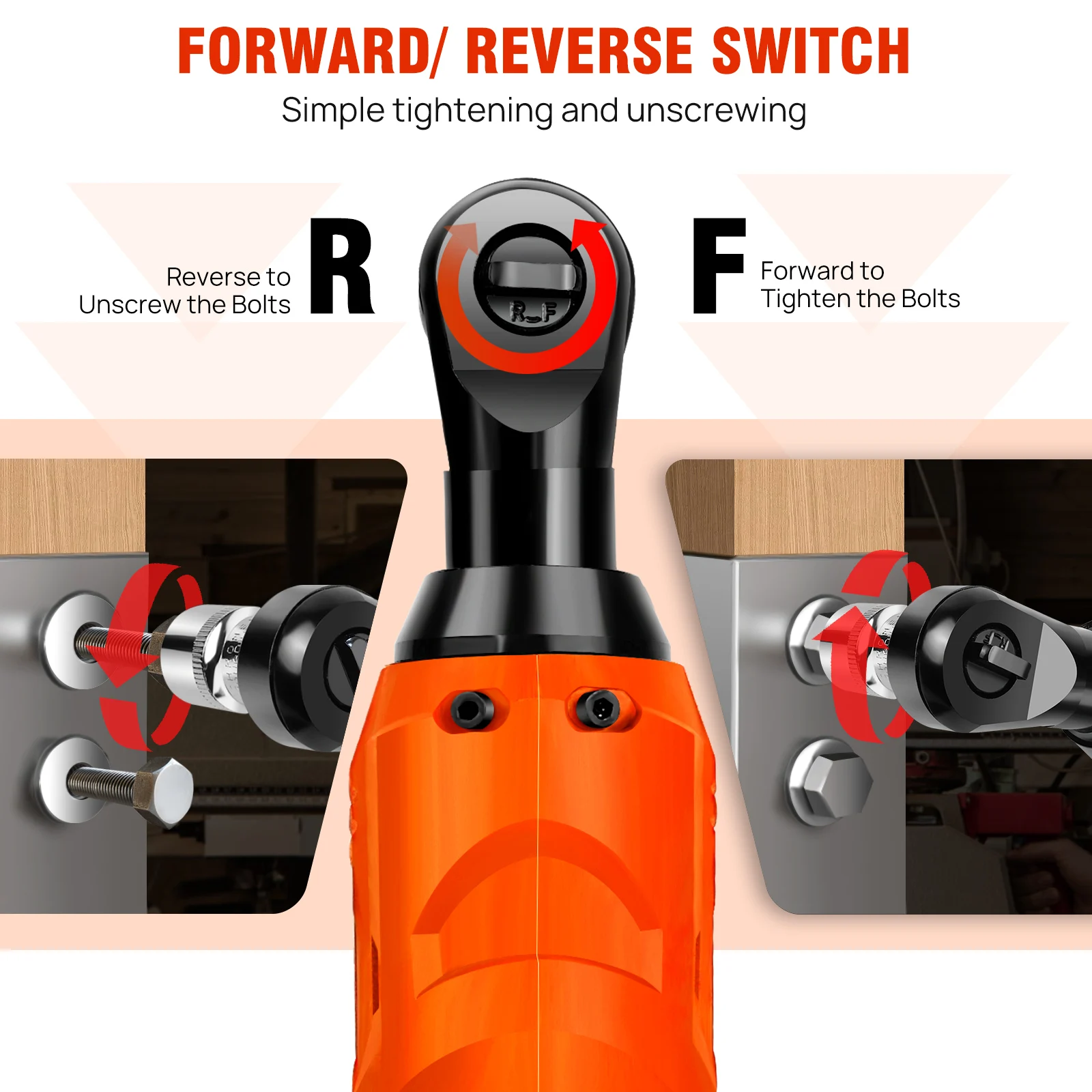 EMDTOOL 3/8 kabelloser rechtwinkliger elektrischer Ratschenschlüssel, 200 N m Drehmoment, LED-Arbeitsleuchte, 7-teiliges Steckschlüsselset, 2 Batterien im Lieferumfang enthalten