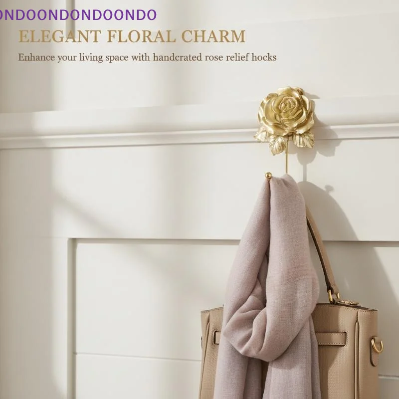 1PCS, Resin Rose-Shaped Hooks, European Retro Gold And Silver Colored Home Decoration Hooks