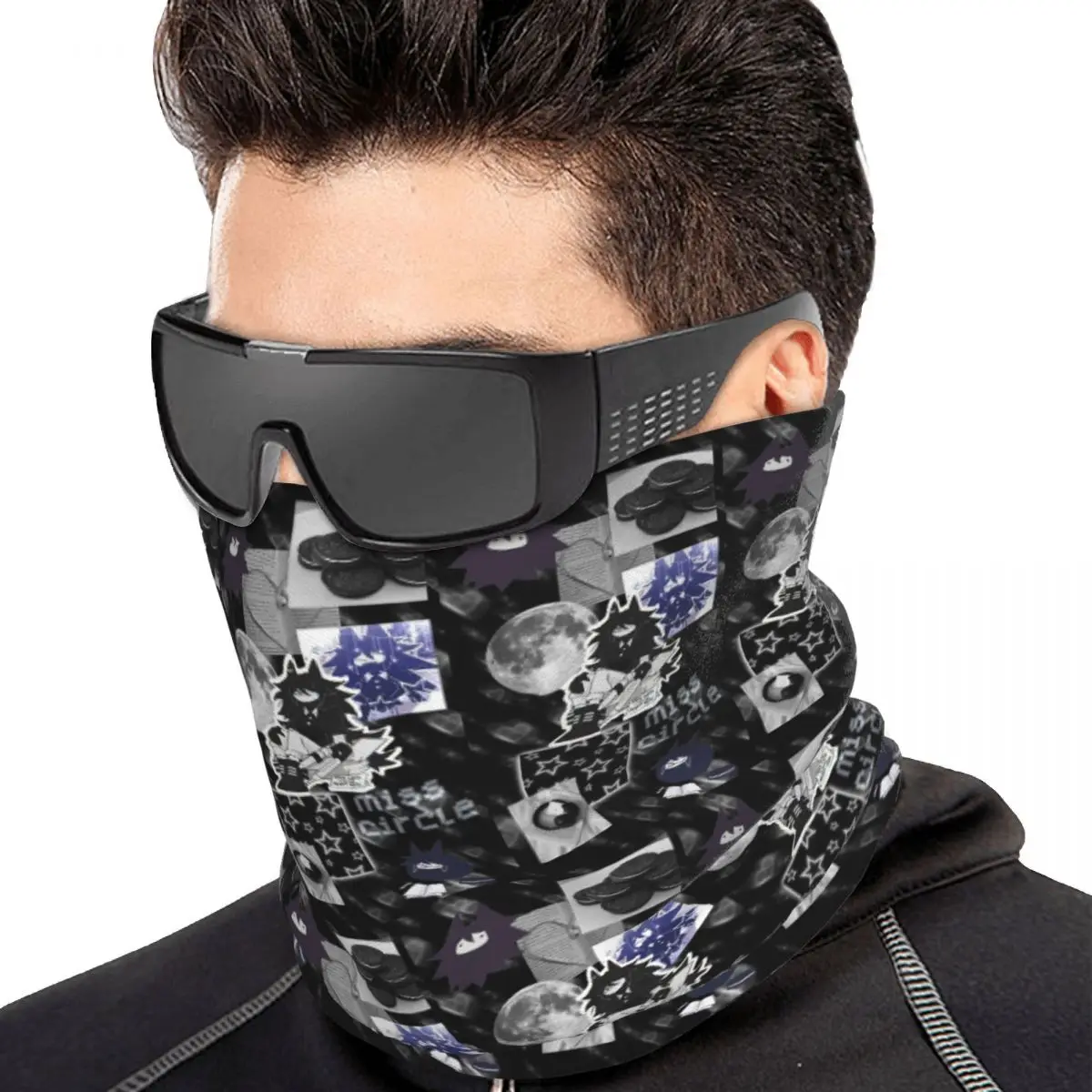 Miss Circle Game Multifunctional Elastic Neck Gaiter Dust Proof Face Cover Bandana Unisex for Cycling Climbing Fishing