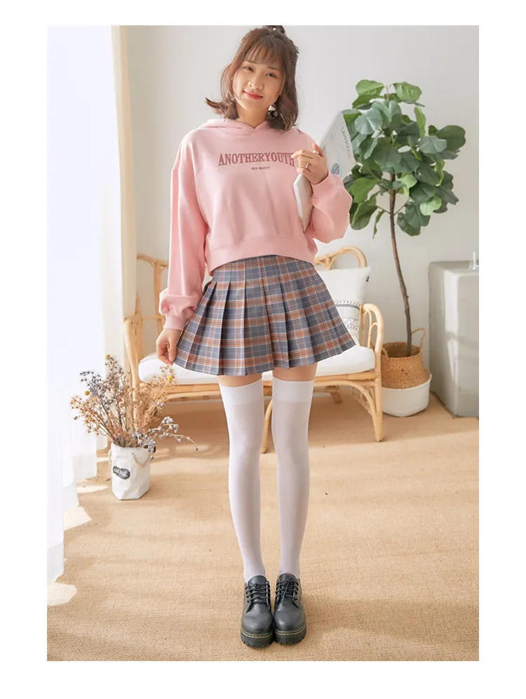 Gestreifte Overknee-Strümpfe für Mädchen und Damen, warme, modische Kniestrümpfe im Studenten-Stil, schwarz/weiß, Kawaii, lange Socken – Detail 27