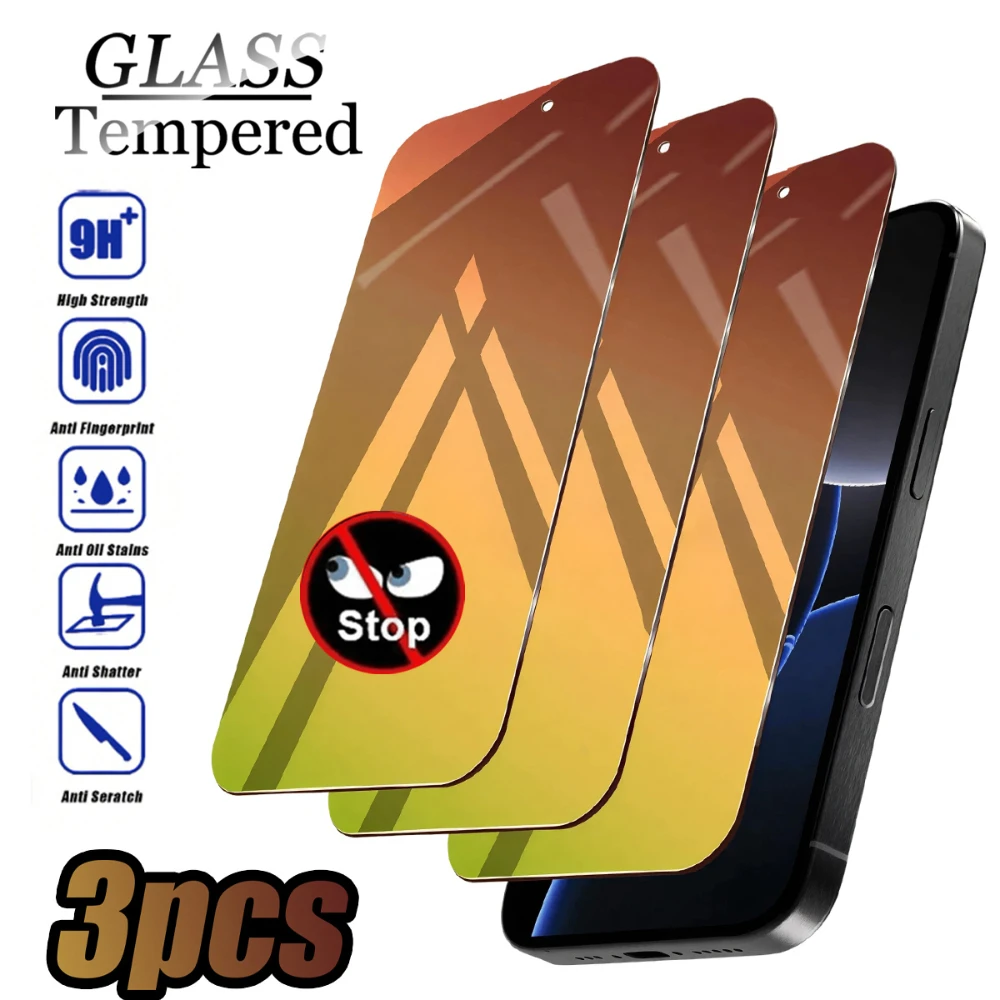 NNBILI 3er-Set Farbwechselnde Blickschutzfolie, für iPhone 17 16 15 14 13 12 11 Pro Max 17e 16e, Anti-Spy, 9H+ Härtegrad