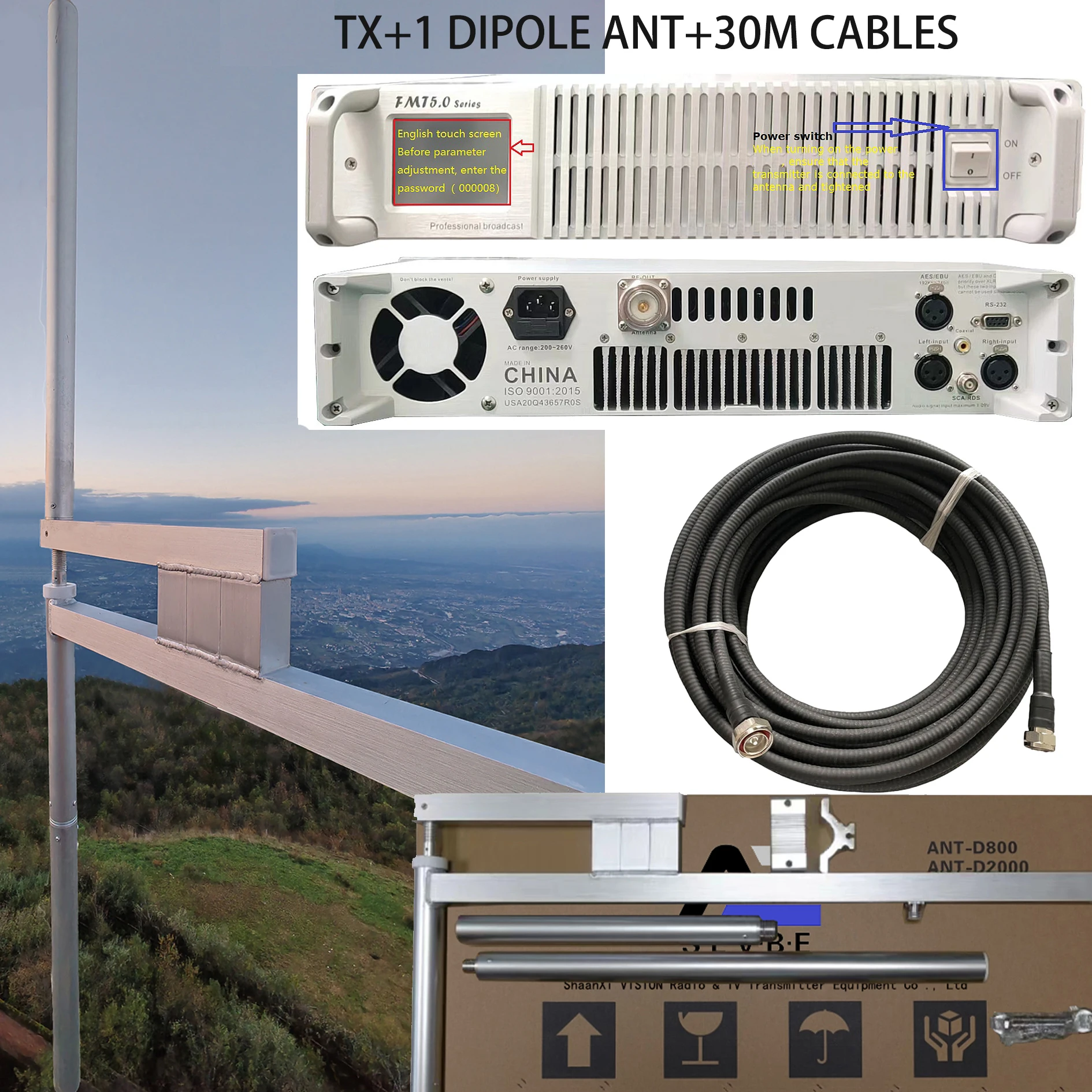 FMT5.0-350H Professional Radio Broadcast DIGITAL Transmitter  Broadcast Signals Cover Base Station Signal Coverage Range 10-30km