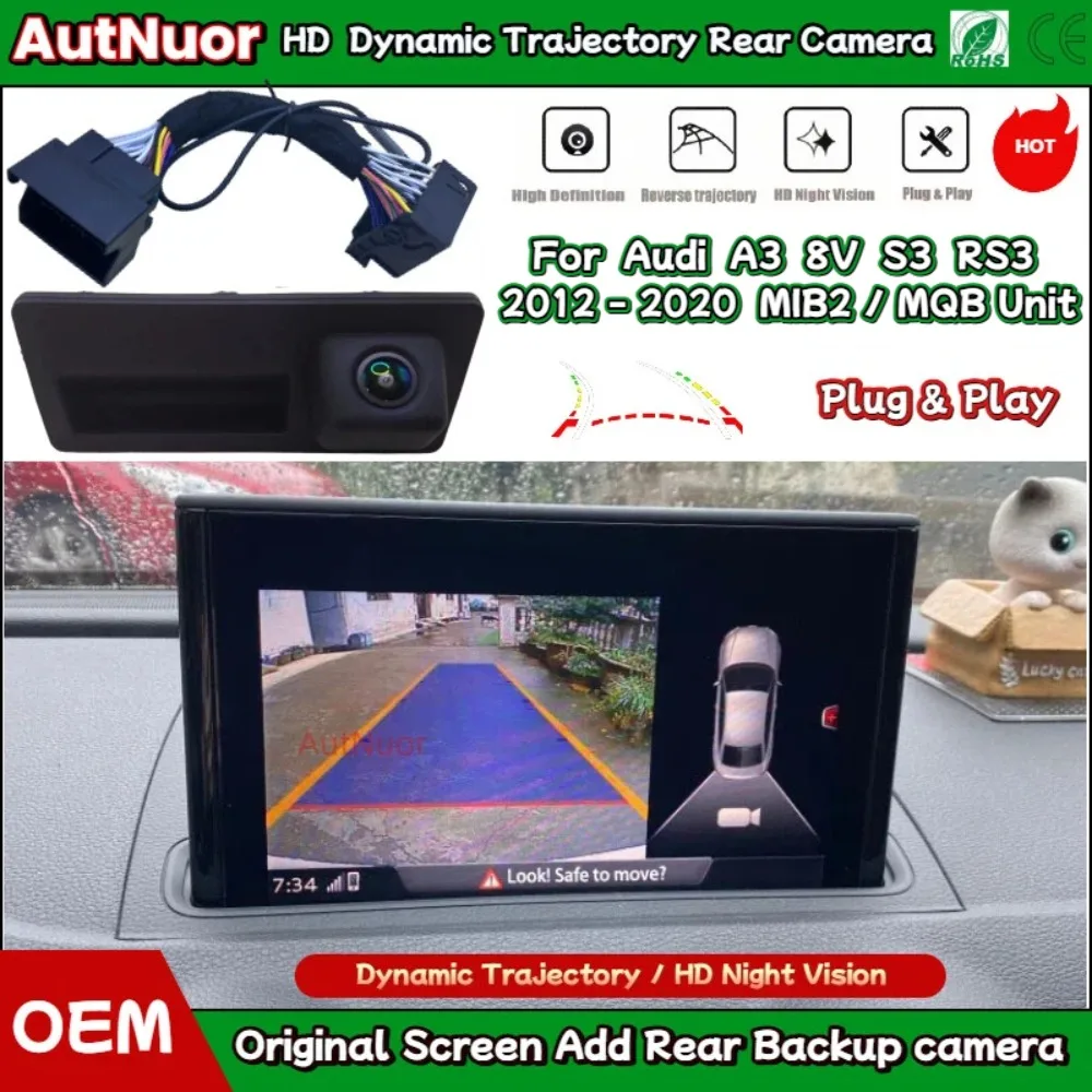 Telecamera di retromarcia posteriore HD per Audi A3 8V S3 RS3 2012 ~ 2016 2017 2018 2019 2020 con MIB2 MQB Plug and Play senza codifica