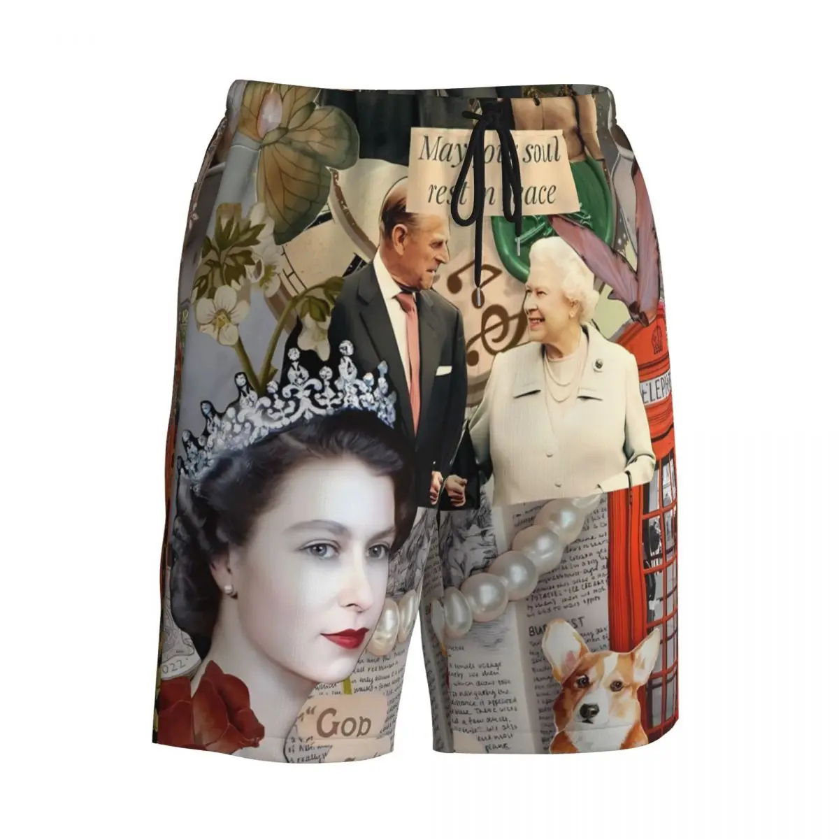 الصيف مجلس السراويل الذكور إليزابيث الثانية الرياضة رومانسية الحب الشاطئ السراويل القصيرة Y2K مضحك سريعة الجافة سراويل للسباحة حجم كبير