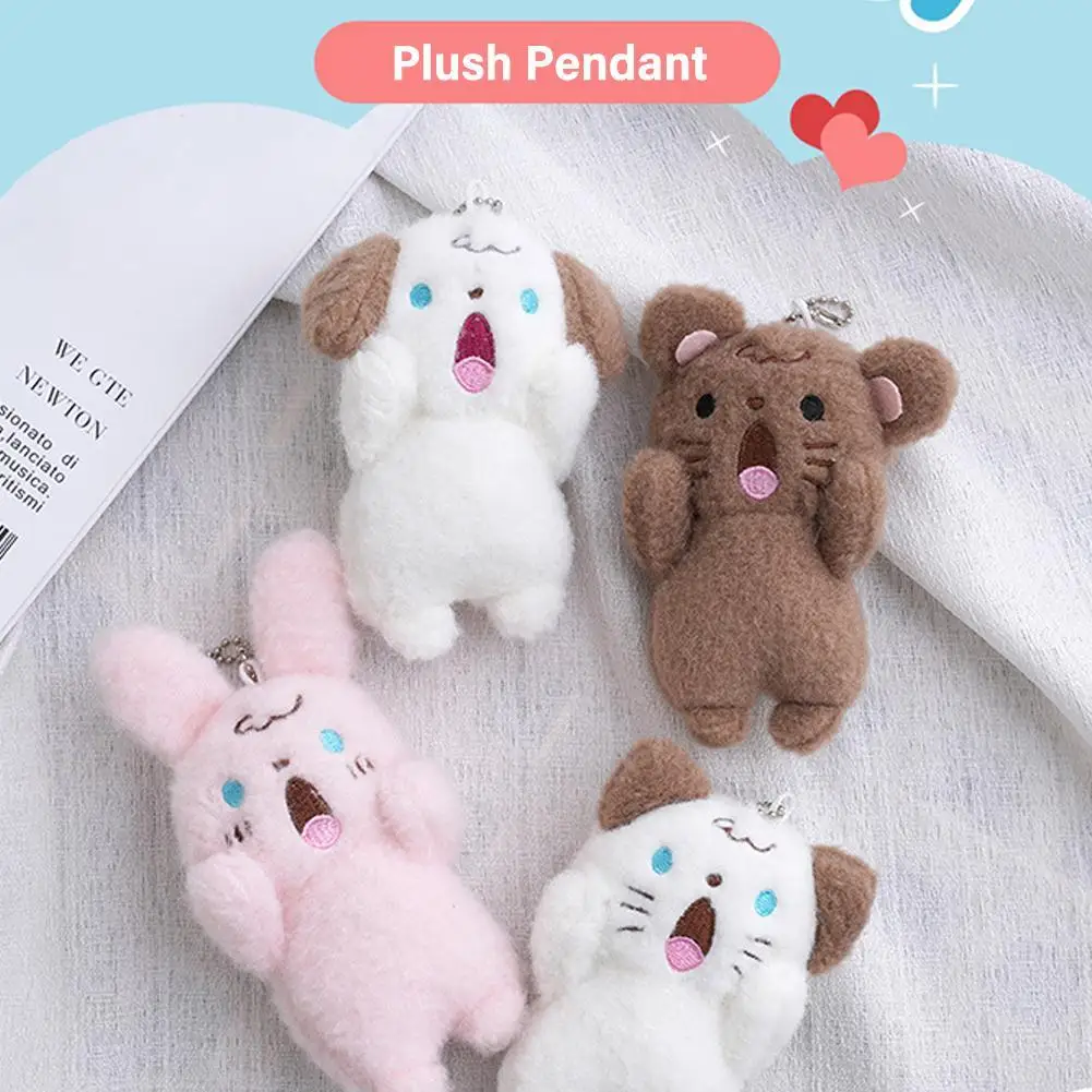 1Pack Cute Rabbit Shouting Bear Children Gift Shouting Dog Bag Decora Plush Doll Pendant Keychain Backpack Stuff Plush Toy New