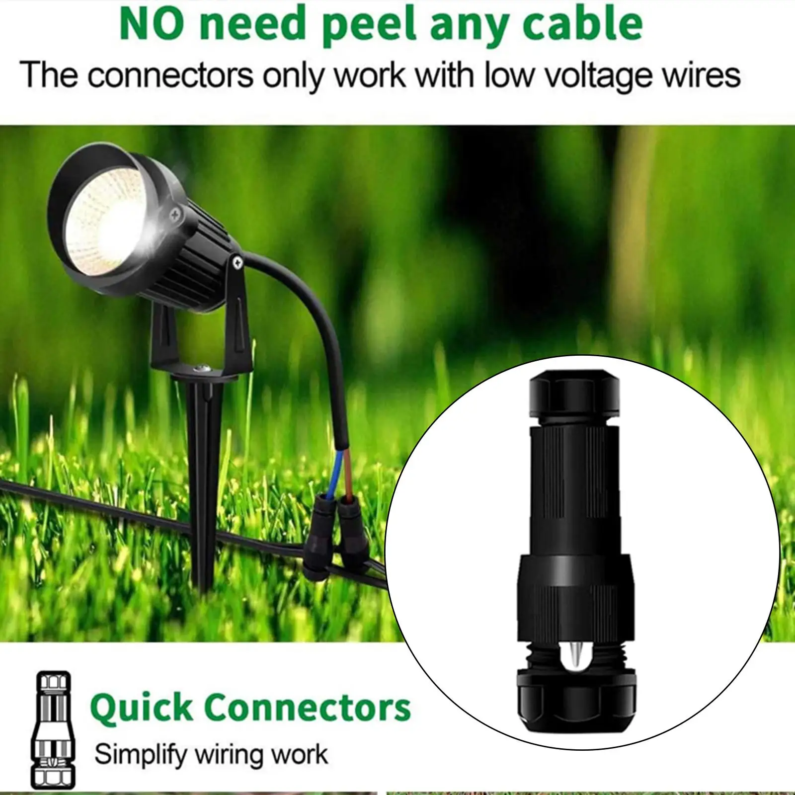 Cable Connector Accessory Replacement for Walls Walkway Driveway Garden Lighting