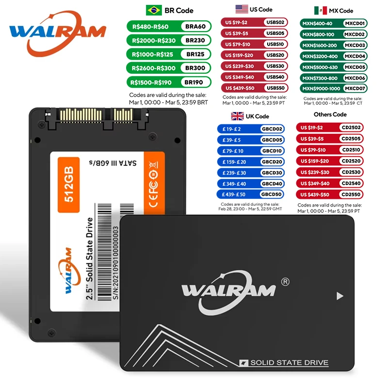 WALRAM Sata3 SSD 1TB 2.5 インチ「内部ハードドライブディスク 128GB 256GB 512GB HDD ソリッドステートハードディスク ラップトップデスクトップ用」