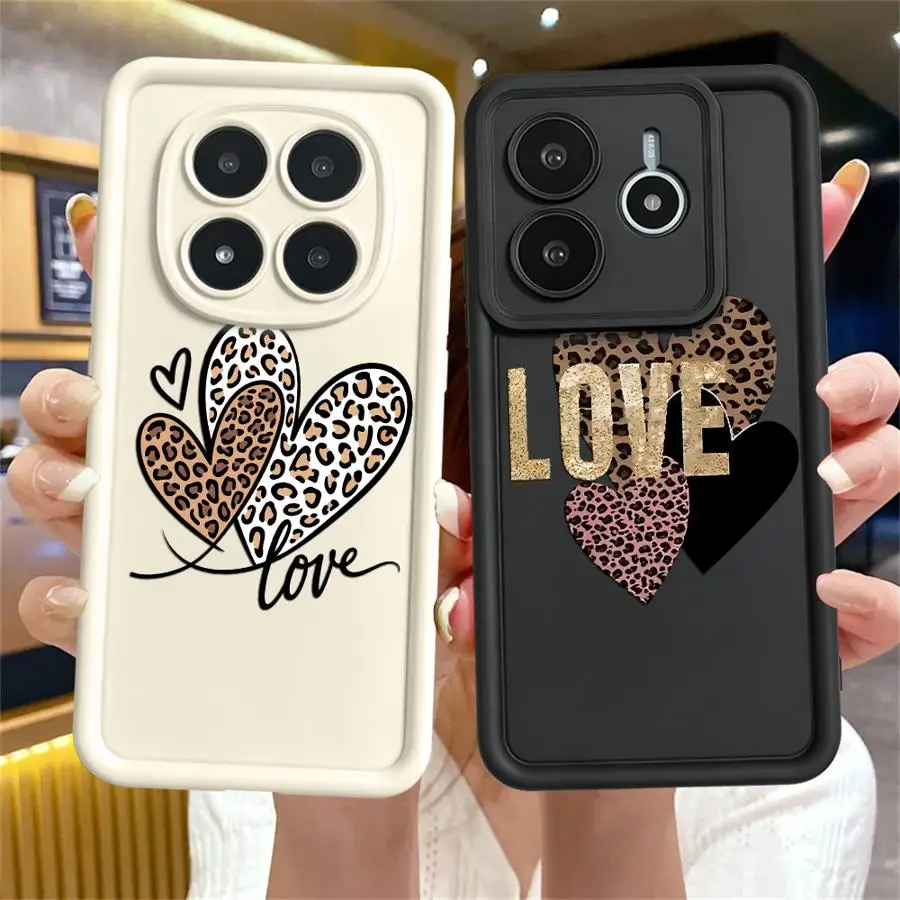 Coque de téléphone pour Xiaomi Redmi Note 14 Pro Plus 11s 10 14C A1 A2 A3 A4 12C 11 13C 12s 13 12 Leopard Love Hearts