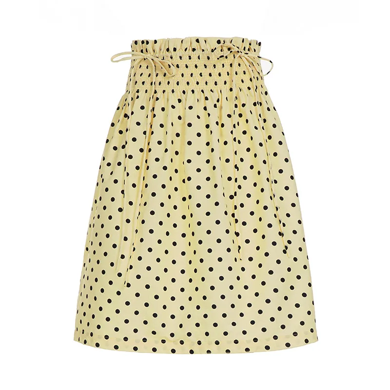 

Повседневная юбка со рюшами и принтом в горошек, лоскутная юбка трапециевидной формы на шнуровке с высокой талией, летняя винтажная женская одежда для свиданий и отпуска