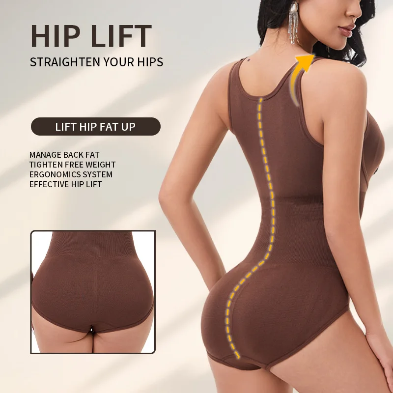 Women Shapewear Bodysuit Double Layer Tummy Control Triangle Cut Snap Crotch Butt Lift Waist Trainer Slimming Underwear image 3