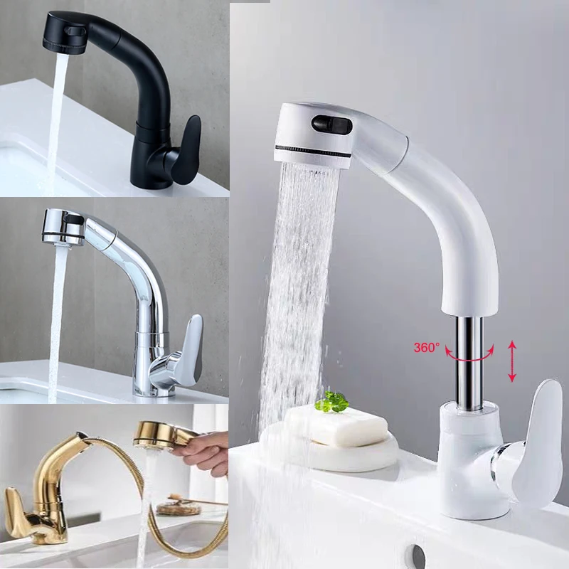 Lifting Swivel Bathroom Sink Faucet Mixer Splash Proof Basin Water Tap Shower Head Plumbing Tapware For Bathroom Accessories