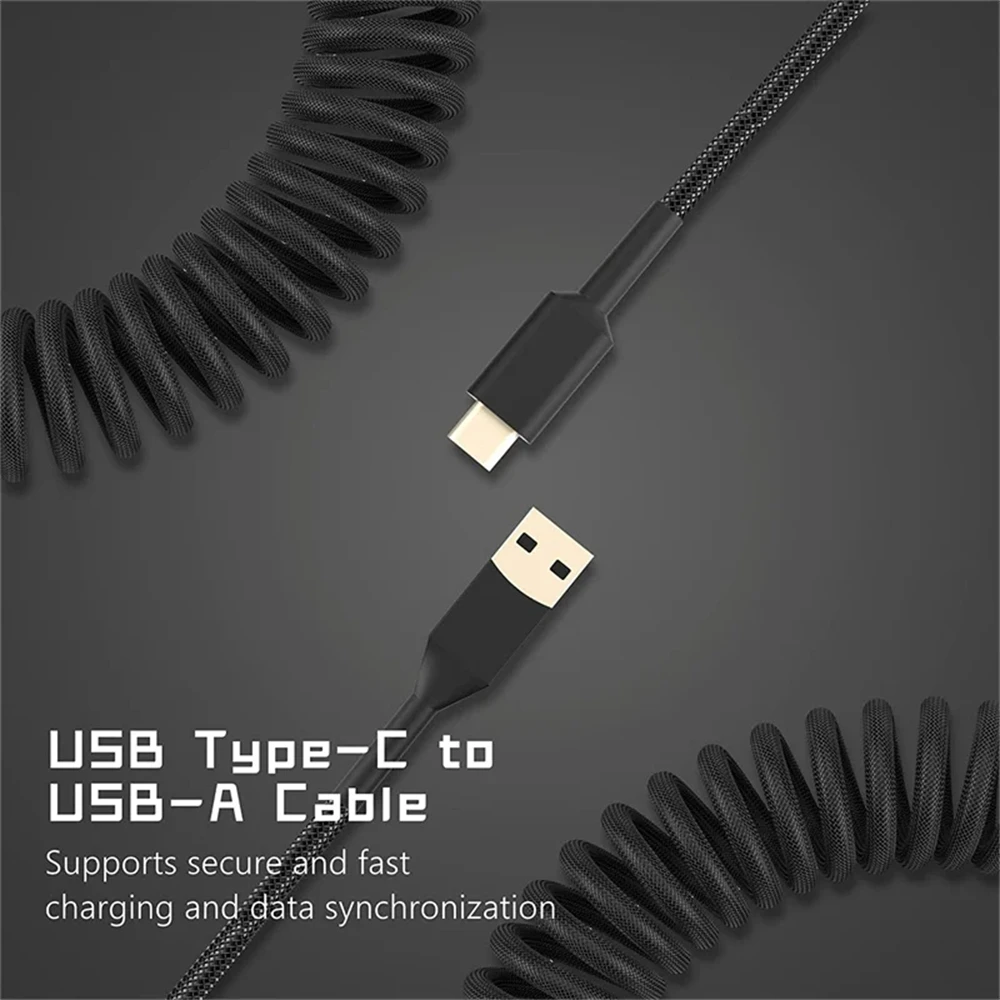 Teclado mecánico tipo C, Cable en espiral, Cable USB, aviador de ordenador de escritorio, Conector de aviación, 3M, nuevo