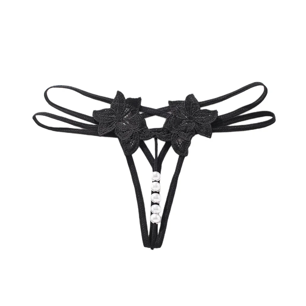 

Womens New Style Women Secret Clothes Sexy Underwear Open Crotch Pearls T Pants Sexy Hollow Brazilian Underwear Solid Briefs