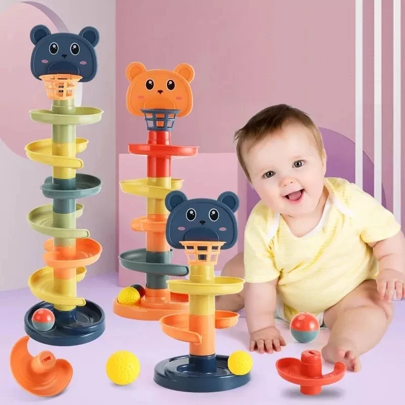 Baby Developmental Toys Montessori Track Sliding Ball Stacking Cups Baby Games Toys Motor Skills Toys For Babies 1 2 3 Years