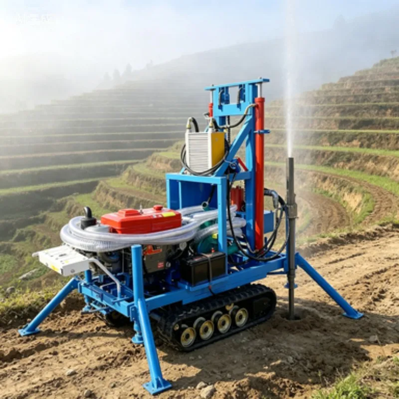 150m 200m Deep Tracked Mine Drilling Rig Portable Hydraulic Small Crawler Mounted Diesel Power Water Well Drilling Rig