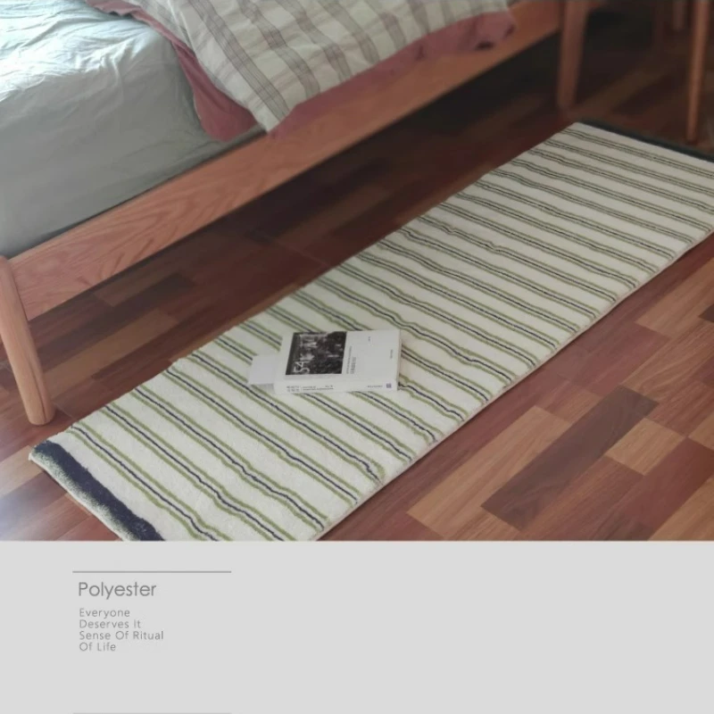 Minimalist Living Room Decorative Carpets Green Striped Bedroom Bedside Carpet Comfortable Coffee Table Rug Soft Balcony Rugs