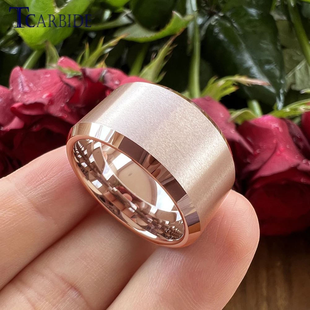 TCarbide 10mm 12mm Super Men Ring  Classic Tungsten Wedding Band Beveled Satin Finish Size 7-15 Available Comfort Fit