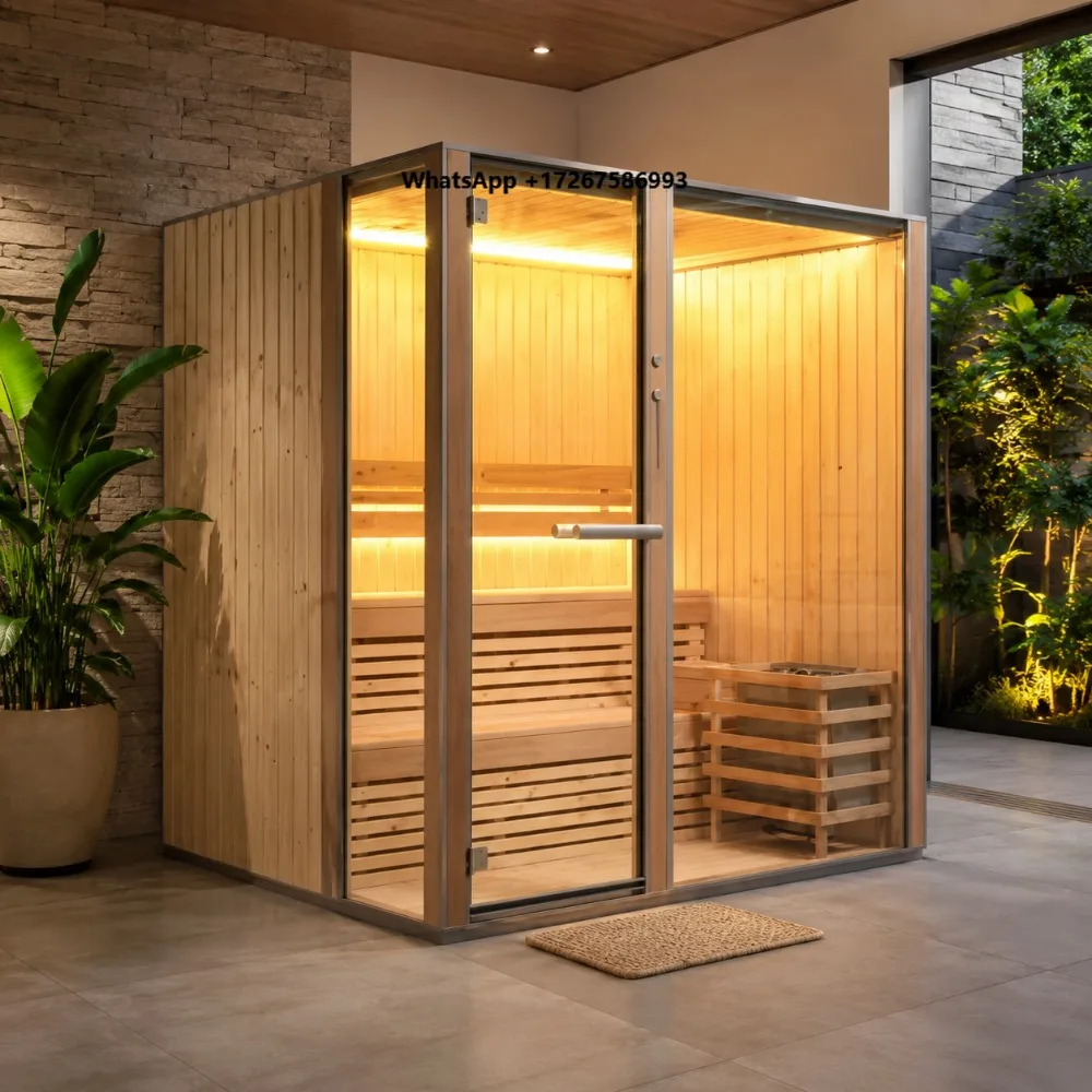 New Design Modern Solid Wood Electric High-end Sanspa Indoor Wet Steam Sauna Room for Apartment & Villa Use Relaxing Body Mind