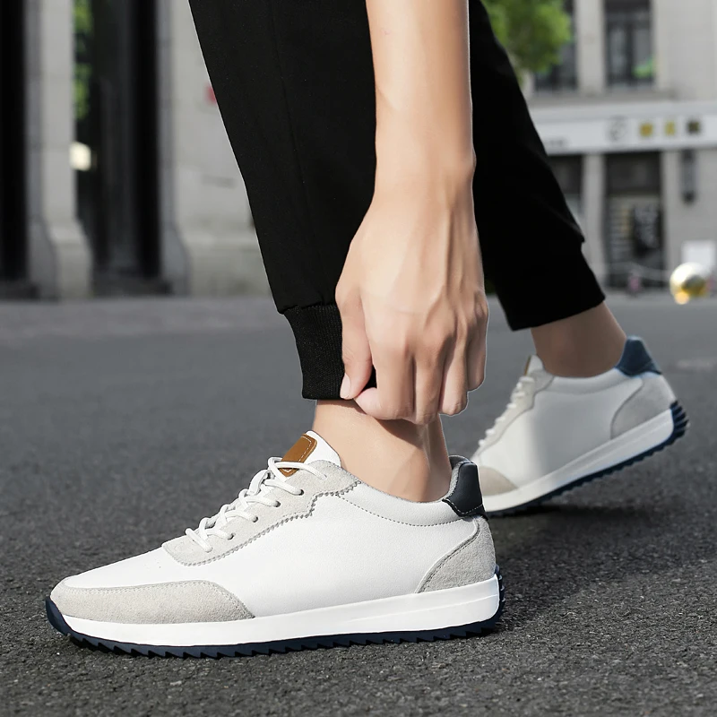 Luxury Brand Top Layer Cowhide Casual Shoes Classic Retro Style Men Anti Slip Sports Shoes High-quality Versatile Commuting Shoe