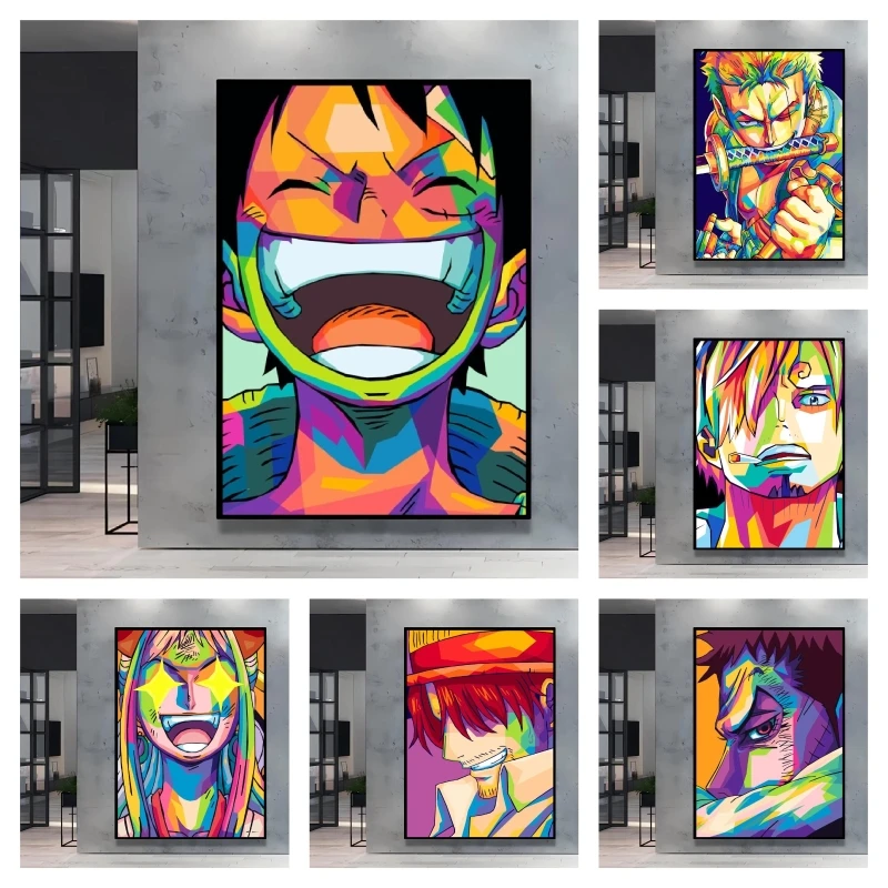 

Classic Anime Canvas HD Print One Piece Zoro Luffy Character Poster High Quality Print for Home Wall Decor Picture Birthday Gift