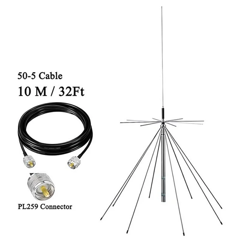 Ultra-breedband discrete antenne, 25 MHz-1300 MHz, multi-frequentie compatibel, PL259-connector