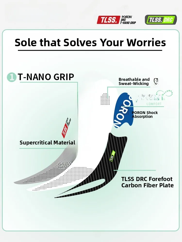 

Tianlang Fooall TLSS NANO IP Anti-Slip o Absorption PORON Breathable Carbon Fiber Torque Resistance oe Insoles