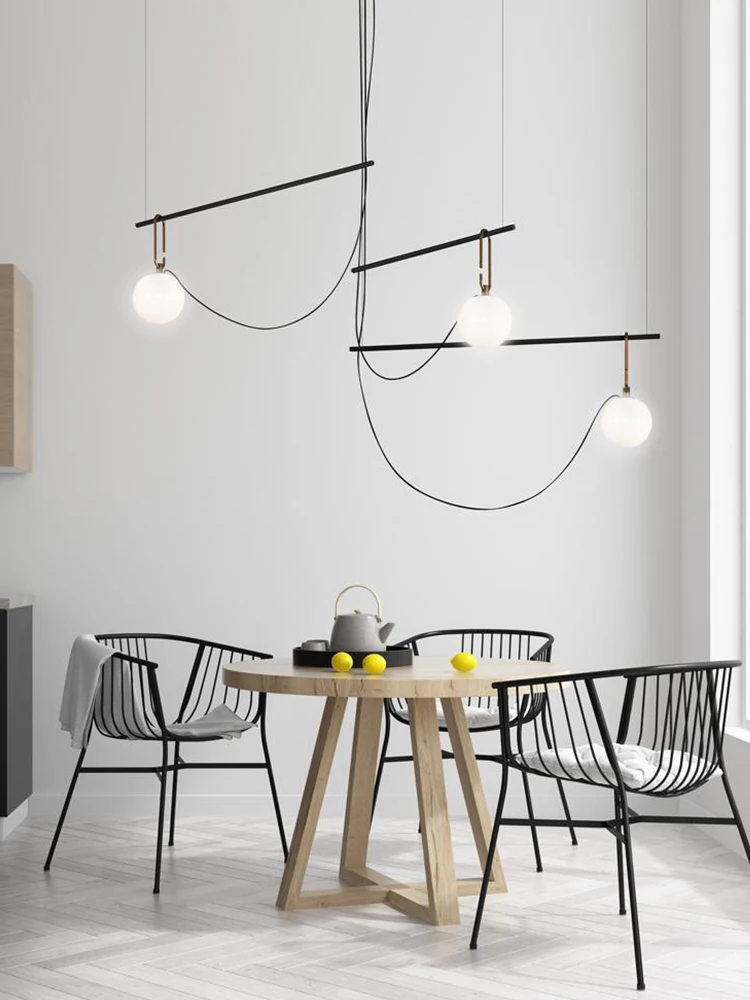 

The Minimalist White Glass Ball Chandelier For The Restaurant The Designer's Postmodern Creative Personality Nordic Cafe Lamps