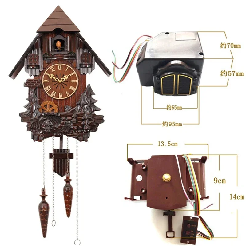Cuckoo Clock Movement Mechanism Silent Watch Machinery Bird Box Wood Pendulum Wall Clock Accessories Quartz Black Forest Series