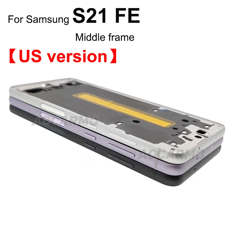 Aocarmo For Samsung Galaxy S21 FE s21fe Middle Frame Bracket Bezel With Side Keys Buttoms Replacement Part