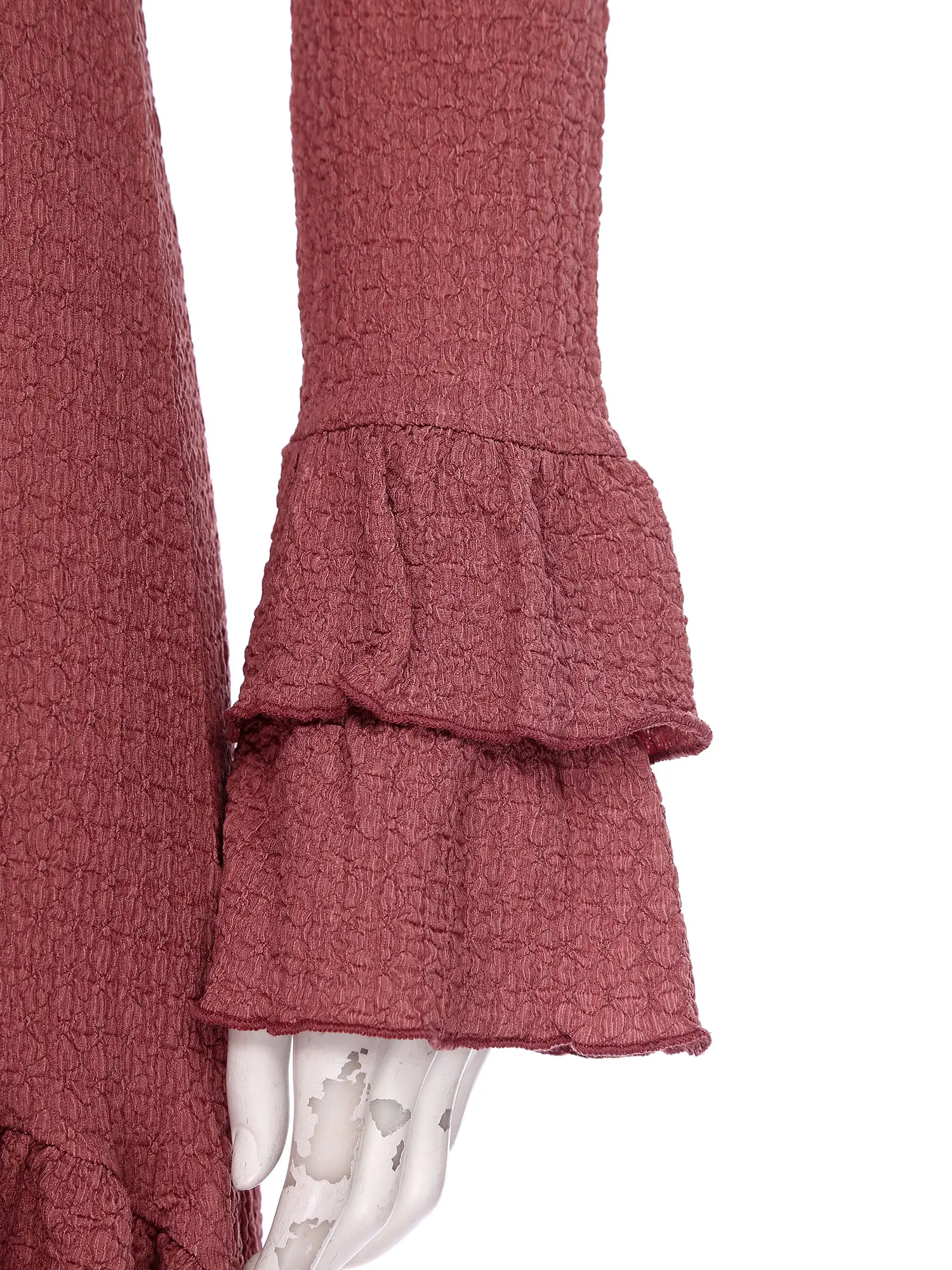 Spring Autumn Women's Dress Ethnic Retro Solid Ruffle Irregular Dress Long Sleeve Boho Maxi Dress Cocktail Evening Party Gown