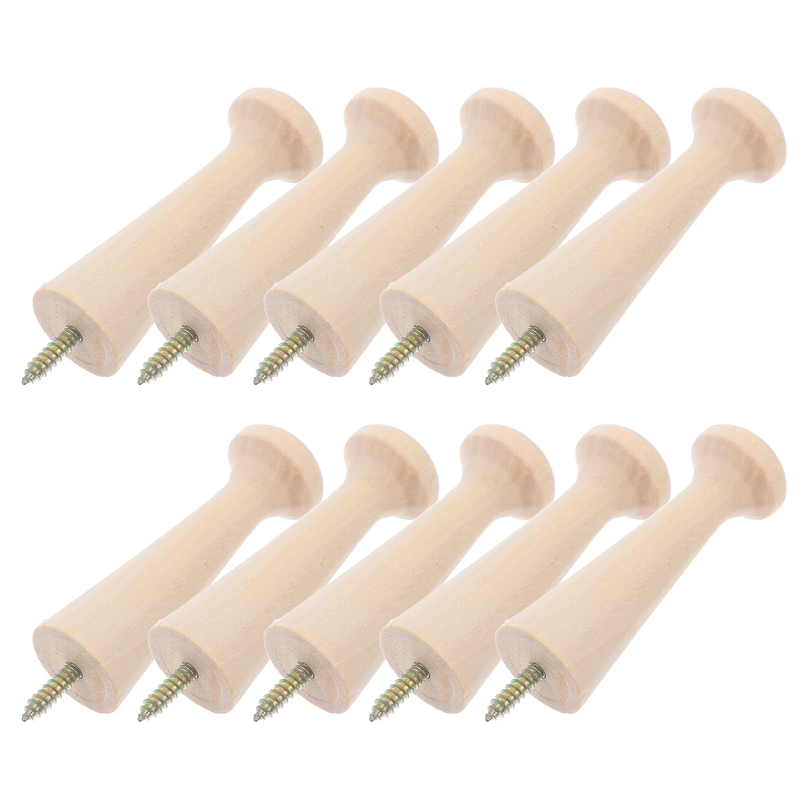 10 Pcs Decorative Hooks Solid Wood Wall Pegs Screw in Shaker Wooden Coat Shelf for Hanging Khaki Towel Rack